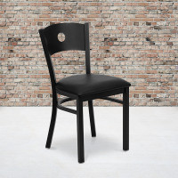 Flash Furniture Hercules Series Black Circle Back Metal Restaurant Chair with Black Vinyl Seat XU-DG-60119-CIR-BLKV-GG